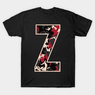 Initial Capital Letter Z Camo Alphabet Gift Women Men Boys Girls T-Shirt